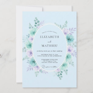 Invitation Couronne de mariage lavande et pervenche