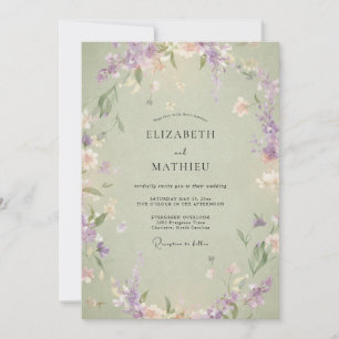 Invitation Couronne de mariage lavande et pistache
