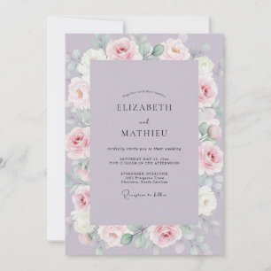 Invitation Couronne de mariage Lilas Blush