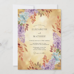 Invitation Couronne de mariage lilas doré antique