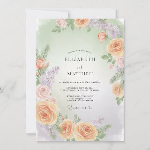 Invitation Couronne de mariage lilas douce Abricot