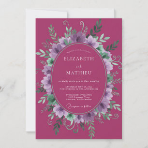 Invitation Couronne de mariage lilas magenta