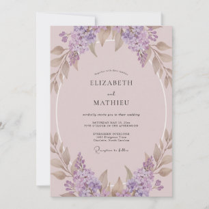 Invitation Couronne de mariage lilas mauve