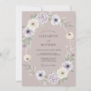Invitation Couronne de mariage lilas mauve doux