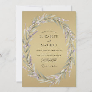 Invitation Couronne de mariage lilas pâle ocre