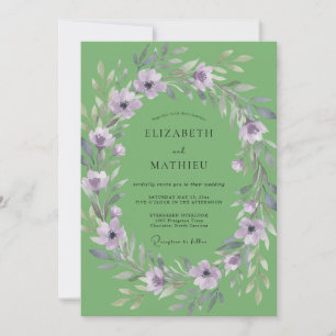 Invitation Couronne de mariage lilas pistache
