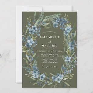 Invitation Couronne de mariage Luxe Olive Bleuet
