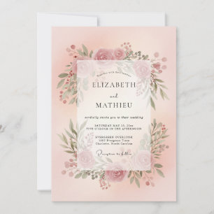 Invitation Couronne de mariage Mauve Blush
