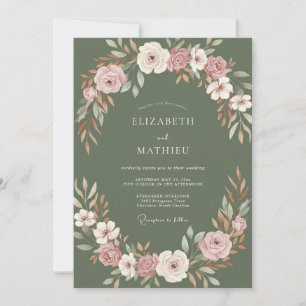 Invitation Couronne de mariage Mauve Olive