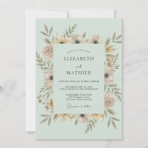 Invitation Couronne de mariage Menthe Champagne