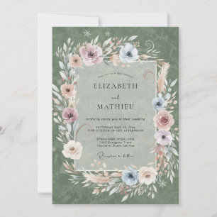 Invitation Couronne de mariage mousse mauve