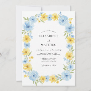 Invitation Couronne de mariage peinte au bleu barbeau et au c