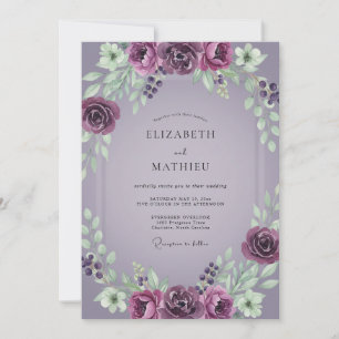 Invitation Couronne de mariage peinte de violet