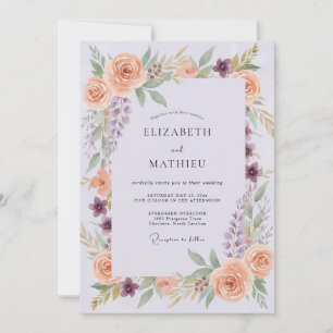 Invitation Couronne de mariage Periwinkle Soft Peach