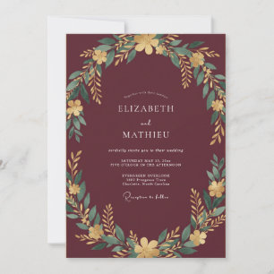 Invitation Couronne de mariage Plum Gold
