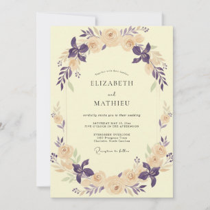 Invitation Couronne de mariage Prune Beurre