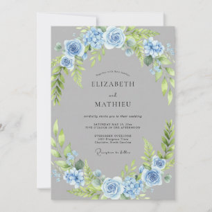Invitation Couronne de mariage Rose Azur