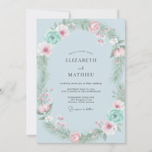 Invitation Couronne de mariage rose écume de mer