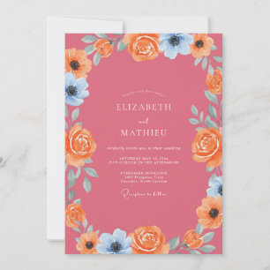 Invitation Couronne de mariage rose mauve tendre
