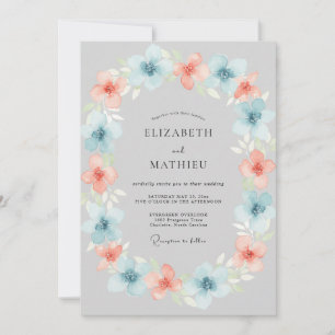 Invitation Couronne de mariage rose pêche barbeau