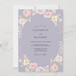 Invitation Couronne de mariage rose pétale de lilas