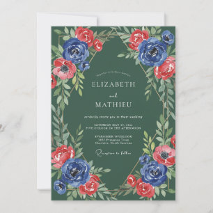 Invitation Couronne de mariage Rubis Émeraude