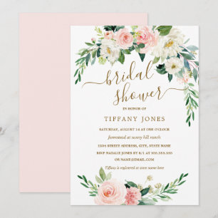 Invitation Couronne de mariage rustique florale rose gold