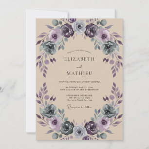 Invitation Couronne de mariage sarcelle prune