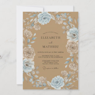 Invitation Couronne de mariage Tan Azure