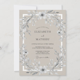 Invitation Couronne de mariage Taupe Argenté