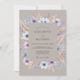 Invitation Couronne de mariage Taupe Lilas apaisé
