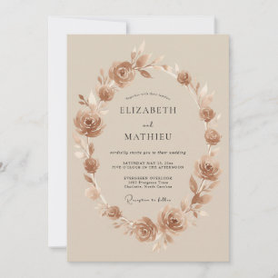 Invitation Couronne de mariage Taupe Or