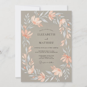Invitation Couronne de mariage Taupe Peach
