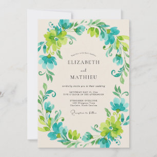 Invitation Couronne de mariage Teal Lime
