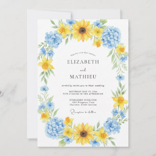 Invitation Couronne de mariage Tournesol Azur
