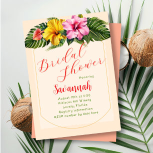 Invitation Couronne de mariage tropicale à l'hibiscus