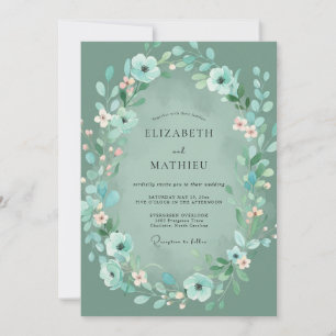 Invitation Couronne de mariage turquoise menthe