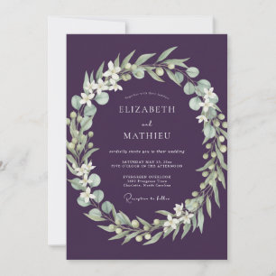 Invitation Couronne de mariage violet foncé