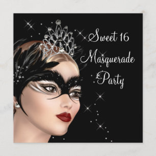Invitation Couronne de masque à plumes Sweet 16 Fête de masqu