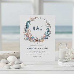Invitation Couronne de mer   Mariage de plage rustique avec m