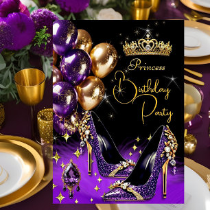 Invitation Couronne de naissance Princesse Talons Hauts Paill