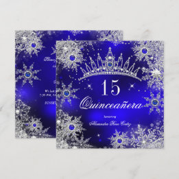 Invitation Couronne de neige royale bleu princesse Quinceaner