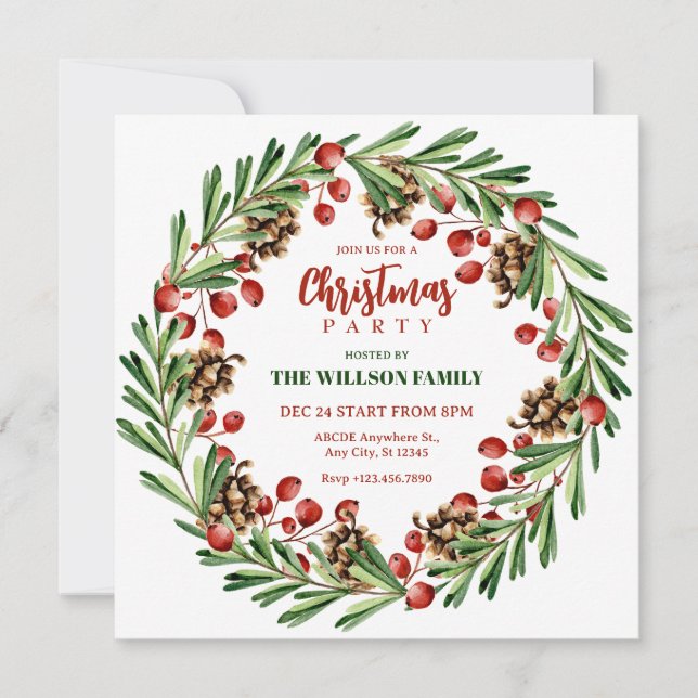 Invitation Couronne de Noël (Devant)