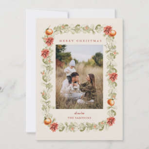 Invitation Couronne de Noël avec oranges et fleurs de poinset