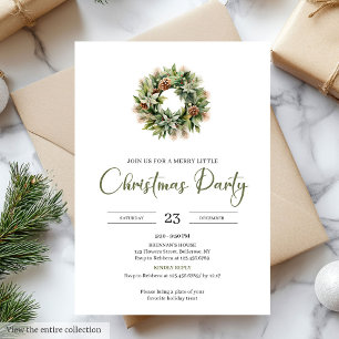 Invitation Couronne de Noël en ivoire de sauge minimaliste ru