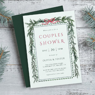 Invitation Couronne de Noël en pin pour couples Shower Vert M