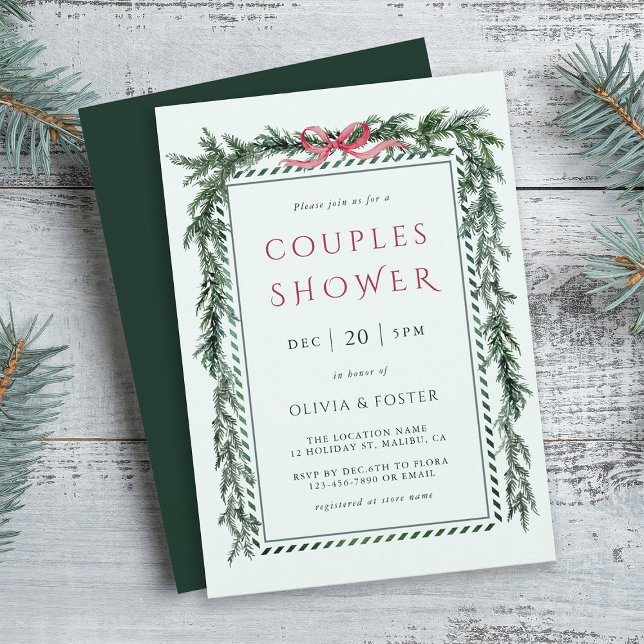 Invitation Couronne de Noël en sapin pour fête de couples en  (Créateur téléchargé)