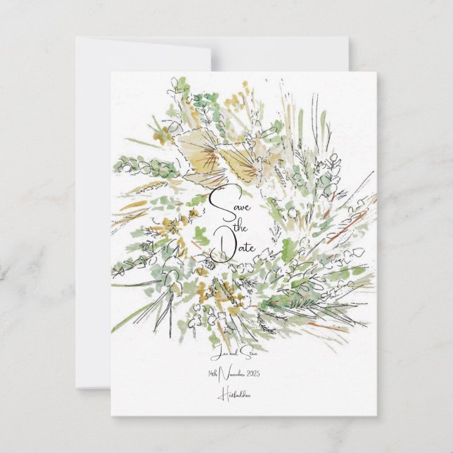 Invitation Couronne de Noël faire part de date de mariage (Devant)