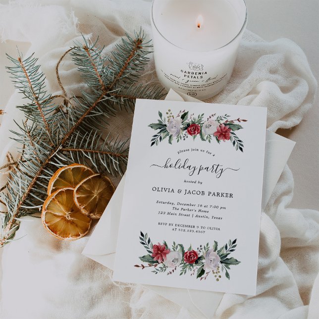 Invitation Couronne de Noël | Fête Florale (Créateur téléchargé)