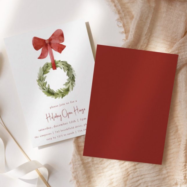 Invitation Couronne de Noël minimale | Open House (Créateur téléchargé)